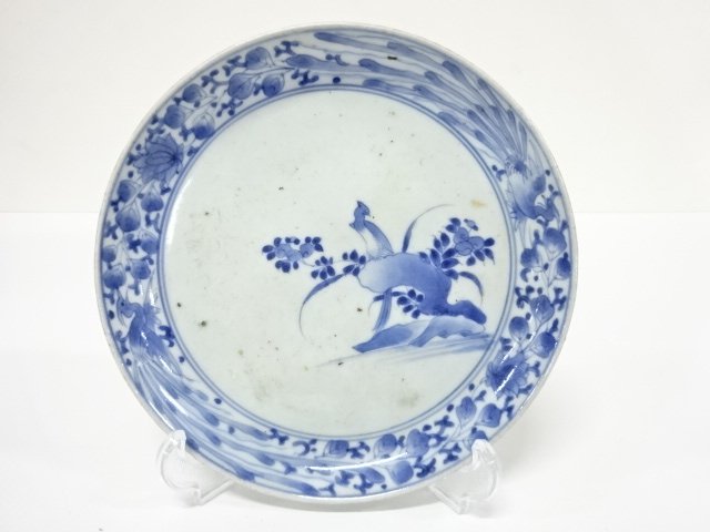 Ai-Kutani, Ko-Imari, with blue and white slip, 7.5 x 7.5 cm.
